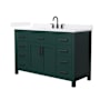 Wyndham Collection Beckett 54" Free Standing Single Basin Vanity Set with Cabinet and Quartz Vanity Top Green / White Quartz Top / Matte Black Hardware