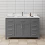 Wyndham Collection Beckett 54" Free Standing Single Basin Vanity Set with Cabinet and Cultured Marble Vanity Top Dark Gray / Carrara Cultured Marble Top / Brushed Nickel Hardware