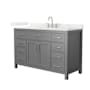 Wyndham Collection Beckett 54" Free Standing Single Basin Vanity Set with Cabinet and Quartz Vanity Top Dark Gray / Giotto Quartz Top / Brushed Nickel Hardware