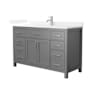 Wyndham Collection Beckett 54" Free Standing Single Basin Vanity Set with Cabinet and Quartz Vanity Top Dark Gray / White Quartz Top / Brushed Nickel Hardware