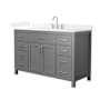 Wyndham Collection Beckett 54" Free Standing Single Basin Vanity Set with Cabinet and Quartz Vanity Top Dark Gray / White Quartz Top / Brushed Nickel Hardware