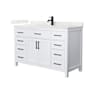 Wyndham Collection Beckett 54" Free Standing Single Basin Vanity Set with Cabinet and Quartz Vanity Top White / Giotto Quartz Top / Matte Black Hardware