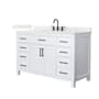 Wyndham Collection Beckett 54" Free Standing Single Basin Vanity Set with Cabinet and Quartz Vanity Top White / Giotto Quartz Top / Matte Black Hardware
