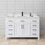 Wyndham Collection Beckett 54" Free Standing Single Basin Vanity Set with Cabinet and Cultured Marble Vanity Top White / White Cultured Marble Top / Matte Black Hardware