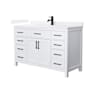 Wyndham Collection Beckett 54" Free Standing Single Basin Vanity Set with Cabinet and Quartz Vanity Top White / White Quartz Top / Matte Black Hardware
