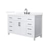 Wyndham Collection Beckett 54" Free Standing Single Basin Vanity Set with Cabinet and Quartz Vanity Top White / White Quartz Top / Matte Black Hardware
