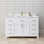 Wyndham Collection Beckett 54" Free Standing Single Basin Vanity Set with Cabinet and Cultured Marble Vanity Top White / White Cultured Marble Top / Brushed Gold Hardware