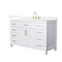 Wyndham Collection Beckett 54" Free Standing Single Basin Vanity Set with Cabinet and Quartz Vanity Top White / White Quartz Top / Brushed Gold Hardware