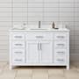 Wyndham Collection Beckett 54" Free Standing Single Basin Vanity Set with Cabinet and Cultured Marble Vanity Top White / Carrara Cultured Marble Top / Brushed Nickel Hardware