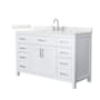 Wyndham Collection Beckett 54" Free Standing Single Basin Vanity Set with Cabinet and Quartz Vanity Top White / Giotto Quartz Top / Brushed Nickel Hardware