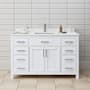Wyndham Collection Beckett 54" Free Standing Single Basin Vanity Set with Cabinet and Cultured Marble Vanity Top White / White Cultured Marble Top / Brushed Nickel Hardware