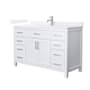 Wyndham Collection Beckett 54" Free Standing Single Basin Vanity Set with Cabinet and Quartz Vanity Top White / White Quartz Top / Brushed Nickel Hardware
