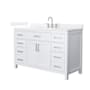 Wyndham Collection Beckett 54" Free Standing Single Basin Vanity Set with Cabinet and Quartz Vanity Top White / White Quartz Top / Brushed Nickel Hardware