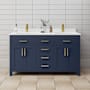 Wyndham Collection Beckett 60" Free Standing Double Basin Vanity Set with Cabinet and Cultured Marble Vanity Top Dark Blue / White Cultured Marble Top / Brushed Gold Hardware