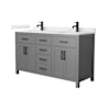 Wyndham Collection Beckett 60" Free Standing Double Basin Vanity Set with Cabinet and Quartz Vanity Top Dark Gray / Giotto Quartz Top / Matte Black Hardware