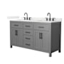 Wyndham Collection Beckett 60" Free Standing Double Basin Vanity Set with Cabinet and Quartz Vanity Top Dark Gray / Giotto Quartz Top / Matte Black Hardware