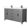 Wyndham Collection Beckett 60" Free Standing Double Basin Vanity Set with Cabinet and Quartz Vanity Top Dark Gray / White Quartz Top / Matte Black Hardware