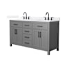 Wyndham Collection Beckett 60" Free Standing Double Basin Vanity Set with Cabinet and Quartz Vanity Top Dark Gray / White Quartz Top / Matte Black Hardware