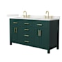 Wyndham Collection Beckett 60" Free Standing Double Basin Vanity Set with Cabinet and Quartz Vanity Top Green / Giotto Quartz Top / Brushed Gold Hardware