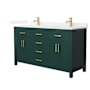 Wyndham Collection Beckett 60" Free Standing Double Basin Vanity Set with Cabinet and Quartz Vanity Top Green / White Quartz Top / Brushed Gold Hardware