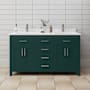 Wyndham Collection Beckett 60" Free Standing Double Basin Vanity Set with Cabinet and Cultured Marble Vanity Top Green / Carrara Cultured Marble Top / Brushed Nickel Hardware