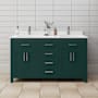Wyndham Collection Beckett 60" Free Standing Double Basin Vanity Set with Cabinet and Cultured Marble Vanity Top Green / White Cultured Marble Top / Brushed Nickel Hardware