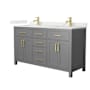 Wyndham Collection Beckett 60" Free Standing Double Basin Vanity Set with Cabinet and Quartz Vanity Top Dark Gray / Giotto Quartz Top / Brushed Gold Hardware