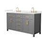 Wyndham Collection Beckett 60" Free Standing Double Basin Vanity Set with Cabinet and Quartz Vanity Top Dark Gray / Giotto Quartz Top / Brushed Gold Hardware