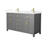 Wyndham Collection Beckett 60" Free Standing Double Basin Vanity Set with Cabinet and Quartz Vanity Top Dark Gray / White Quartz Top / Brushed Gold Hardware