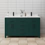 Wyndham Collection Beckett 60" Free Standing Double Basin Vanity Set with Cabinet and Cultured Marble Vanity Top Green / Carrara Cultured Marble Top / Matte Black Hardware