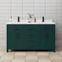 Wyndham Collection Beckett 60" Free Standing Double Basin Vanity Set with Cabinet and Cultured Marble Vanity Top Green / White Cultured Marble Top / Matte Black Hardware