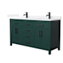 Wyndham Collection Beckett 60" Free Standing Double Basin Vanity Set with Cabinet and Quartz Vanity Top Green / White Quartz Top / Matte Black Hardware