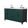 Wyndham Collection Beckett 60" Free Standing Double Basin Vanity Set with Cabinet and Quartz Vanity Top Green / White Quartz Top / Matte Black Hardware