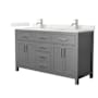 Wyndham Collection Beckett 60" Free Standing Double Basin Vanity Set with Cabinet and Quartz Vanity Top Dark Gray / Giotto Quartz Top / Brushed Nickel Hardware