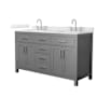 Wyndham Collection Beckett 60" Free Standing Double Basin Vanity Set with Cabinet and Quartz Vanity Top Dark Gray / Giotto Quartz Top / Brushed Nickel Hardware