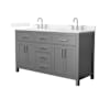 Wyndham Collection Beckett 60" Free Standing Double Basin Vanity Set with Cabinet and Quartz Vanity Top Dark Gray / White Quartz Top / Brushed Nickel Hardware
