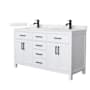 Wyndham Collection Beckett 60" Free Standing Double Basin Vanity Set with Cabinet and Quartz Vanity Top White / Giotto Quartz Top / Matte Black Hardware