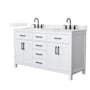 Wyndham Collection Beckett 60" Free Standing Double Basin Vanity Set with Cabinet and Quartz Vanity Top White / Giotto Quartz Top / Matte Black Hardware