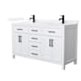 Wyndham Collection Beckett 60" Free Standing Double Basin Vanity Set with Cabinet and Quartz Vanity Top White / White Quartz Top / Matte Black Hardware