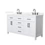 Wyndham Collection Beckett 60" Free Standing Double Basin Vanity Set with Cabinet and Quartz Vanity Top White / White Quartz Top / Matte Black Hardware