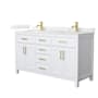Wyndham Collection Beckett 60" Free Standing Double Basin Vanity Set with Cabinet and Quartz Vanity Top White / Giotto Quartz Top / Brushed Gold Hardware