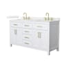 Wyndham Collection Beckett 60" Free Standing Double Basin Vanity Set with Cabinet and Quartz Vanity Top White / Giotto Quartz Top / Brushed Gold Hardware
