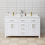 Wyndham Collection Beckett 60" Free Standing Double Basin Vanity Set with Cabinet and Cultured Marble Vanity Top White / White Cultured Marble Top / Brushed Gold Hardware