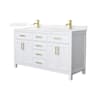 Wyndham Collection Beckett 60" Free Standing Double Basin Vanity Set with Cabinet and Quartz Vanity Top White / White Quartz Top / Brushed Gold Hardware