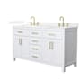 Wyndham Collection Beckett 60" Free Standing Double Basin Vanity Set with Cabinet and Quartz Vanity Top White / White Quartz Top / Brushed Gold Hardware