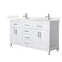 Wyndham Collection Beckett 60" Free Standing Double Basin Vanity Set with Cabinet and Quartz Vanity Top White / Giotto Quartz Top / Brushed Nickel Hardware