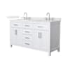 Wyndham Collection Beckett 60" Free Standing Double Basin Vanity Set with Cabinet and Quartz Vanity Top White / Giotto Quartz Top / Brushed Nickel Hardware