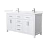 Wyndham Collection Beckett 60" Free Standing Double Basin Vanity Set with Cabinet and Quartz Vanity Top White / White Quartz Top / Brushed Nickel Hardware