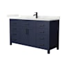 Wyndham Collection Beckett 60" Free Standing Single Basin Vanity Set with Cabinet and Quartz Vanity Top Dark Blue / Giotto Quartz Top / Matte Black Hardware