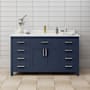Wyndham Collection Beckett 60" Free Standing Single Basin Vanity Set with Cabinet and Cultured Marble Vanity Top Dark Blue / Carrara Cultured Marble Top / Brushed Gold Hardware